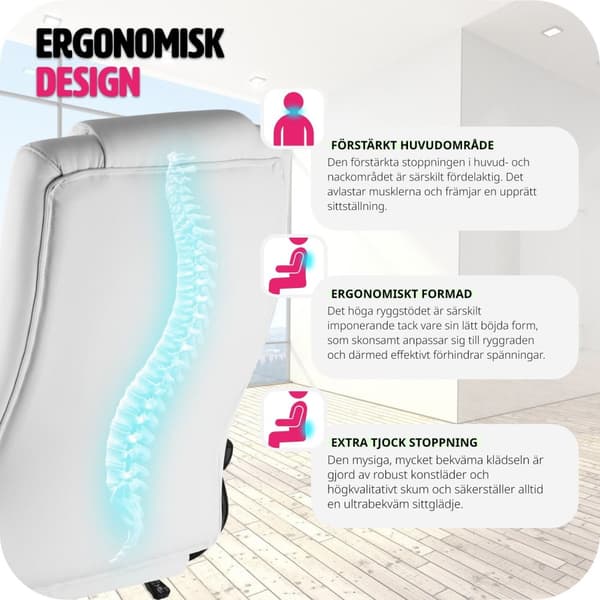 Ergonomisk kontorsstol - vit