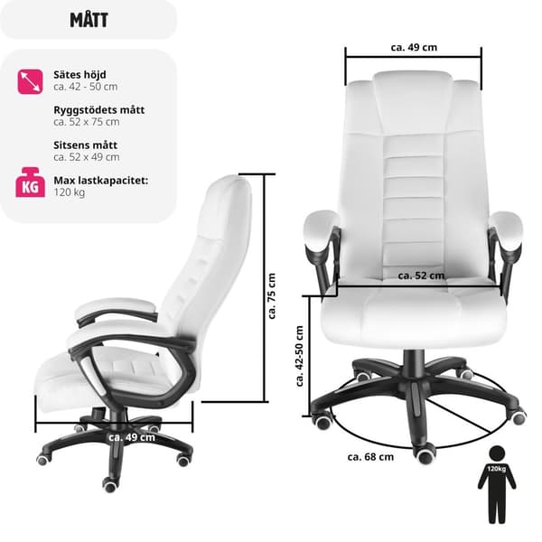 Ergonomisk kontorsstol - vit