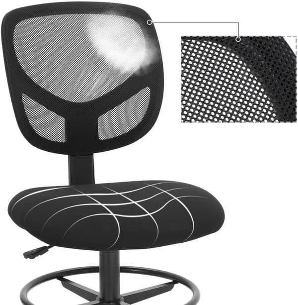 Kontorsstol Högt Säte Ergonomisk Arbetsstol 55 - 75 cm Sitthöjd