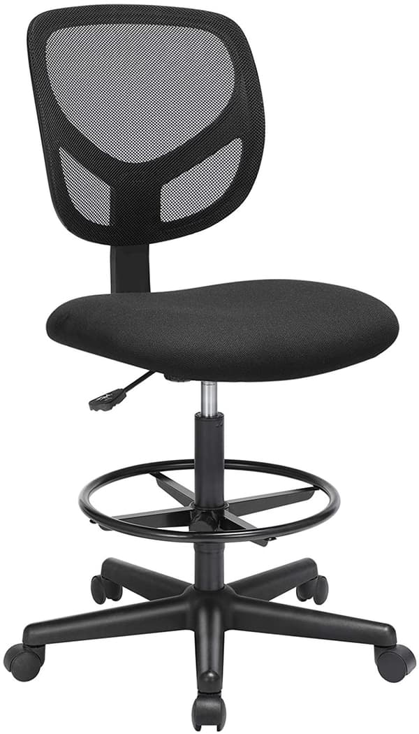 Kontorsstol Högt Säte Ergonomisk Arbetsstol 55 - 75 cm Sitthöjd