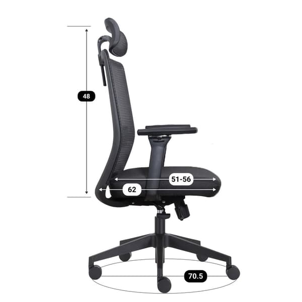 Kontorstol Napoli Deluxe 4D - NEN-EN 1335 - Sort