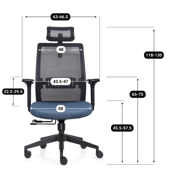 Kontorstol Napoli Deluxe 4D - NEN-EN 1335 - Blå