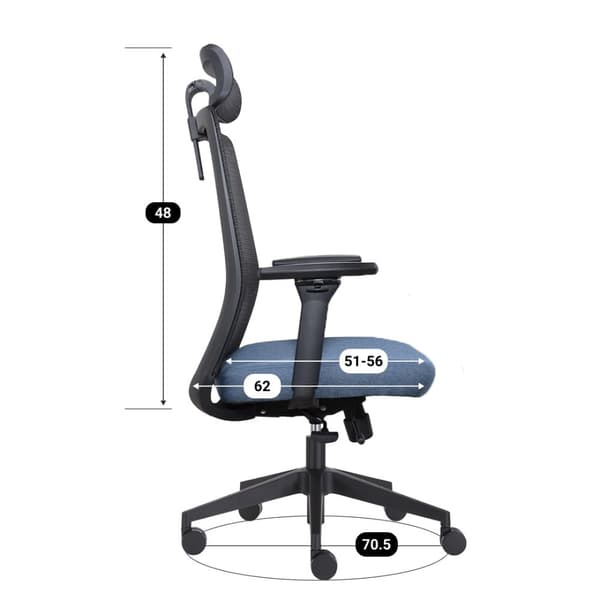 Kontorstol Napoli Deluxe 4D - NEN-EN 1335 - Blå