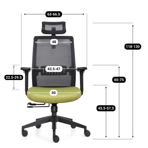Kontorstol Napoli Deluxe 4D - NEN-EN 1335 - Limegrøn