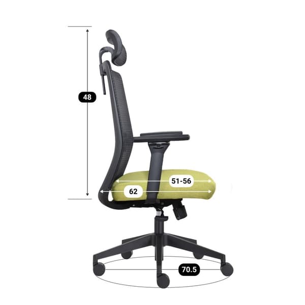 Kontorstol Napoli Deluxe 4D - NEN-EN 1335 - Limegrøn