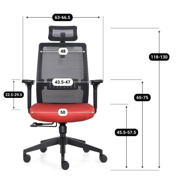 Kontorstol Napoli Deluxe 4D - NEN-EN 1335 - Rød