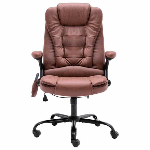 vidaXL Massagekontorsstol ljusbrun äkta läder