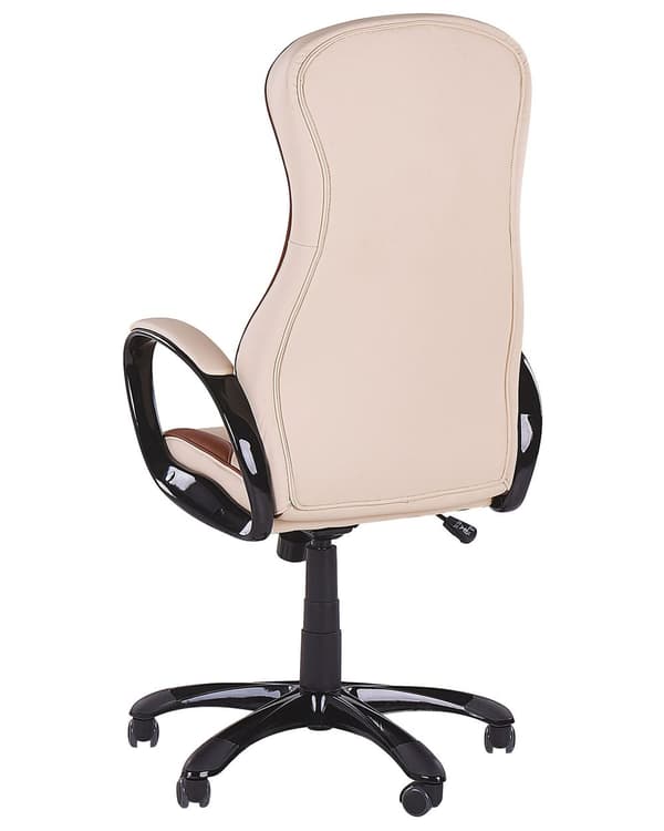 Kontorsstol Beige Konstläder Svängbar Justerbar höjd Modern design med hjul