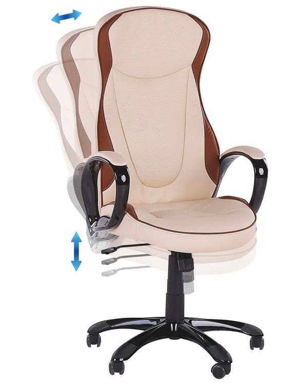 Kontorsstol Beige Konstläder Svängbar Justerbar höjd Modern design med hjul