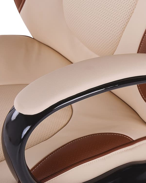 Kontorsstol Beige Konstläder Svängbar Justerbar höjd Modern design med hjul