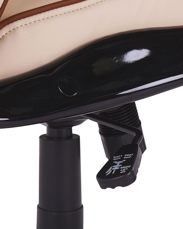 Kontorsstol Beige Konstläder Svängbar Justerbar höjd Modern design med hjul