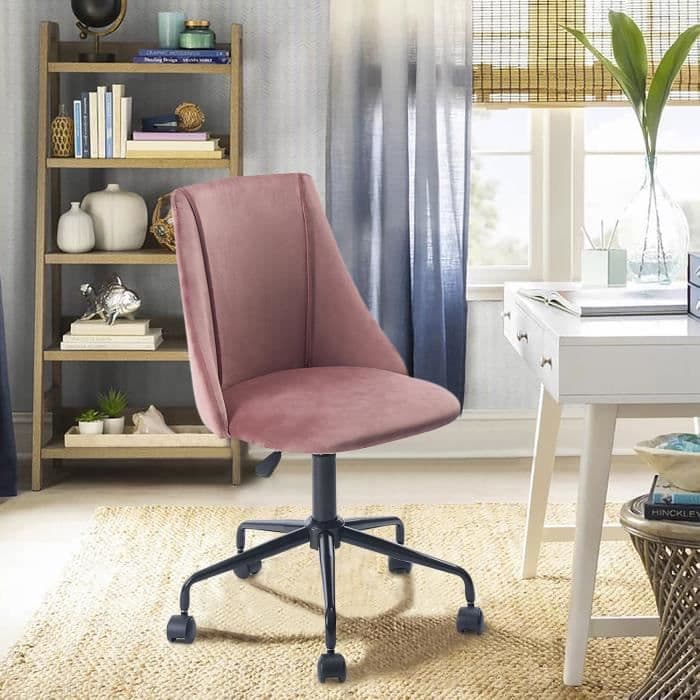 URBAN MEUBLE Scandinavian Design Kontorsstol Rosa sammetssits Vintage Teen Design Stol 50,5*53*83,5-90cm