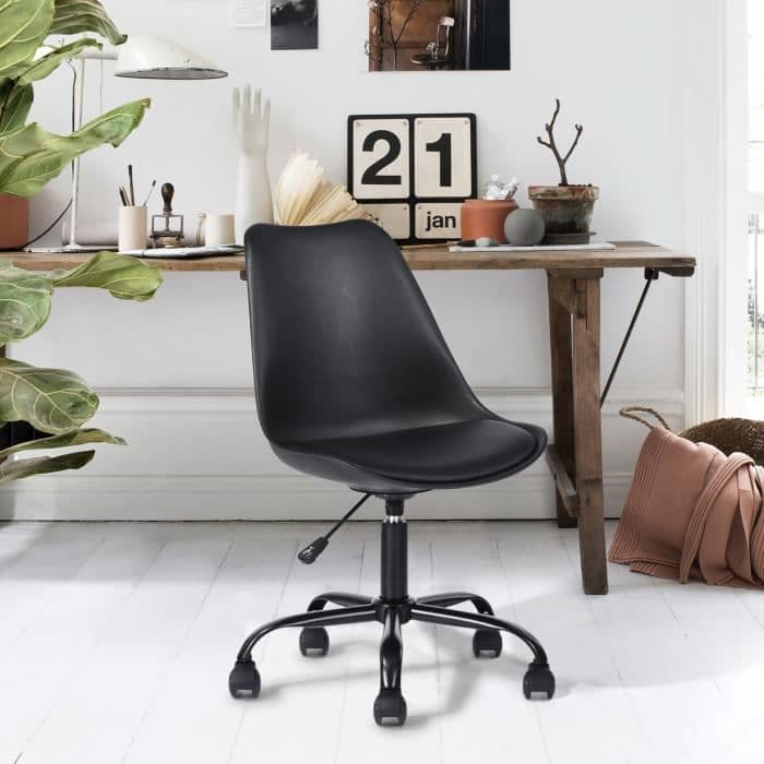 URBAN MEUBLE Höjdjusterbar vridbar kontorsstol i skandinavisk stil, svart, 48*53*82-92cm