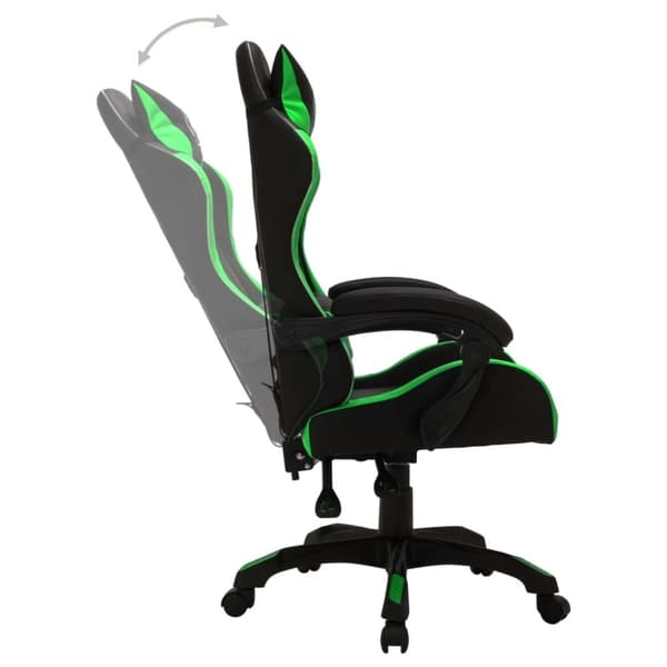vidaXL Gamingstol med RGB LED-lampor grön och svart konstläder