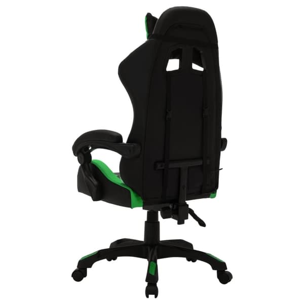 vidaXL Gamingstol med RGB LED-lampor grön och svart konstläder