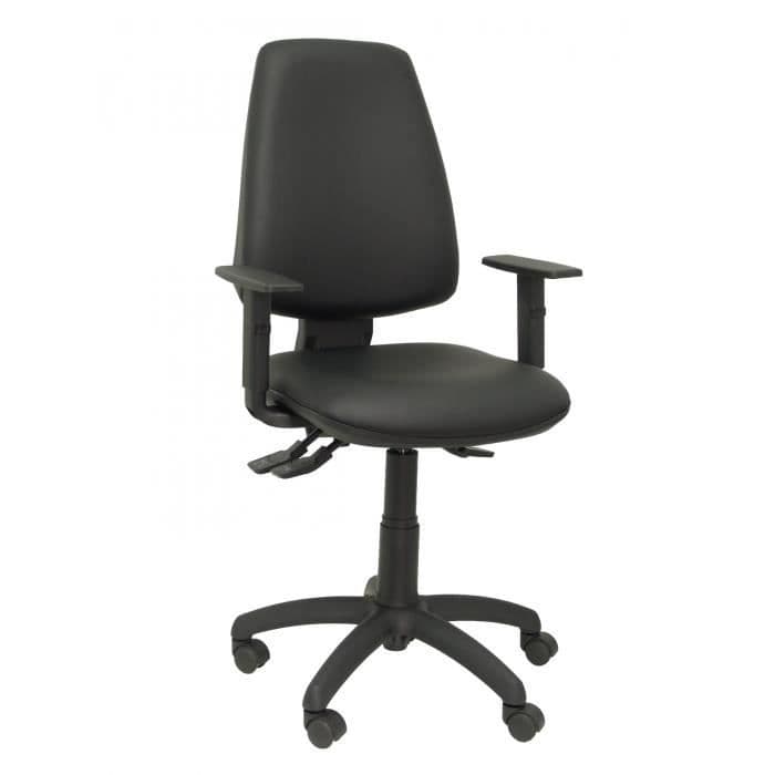 Ergonomisk kontorsstol med synkromekanism och justerbar i höjdled - Sits och rygg klädd i liknande svart läder