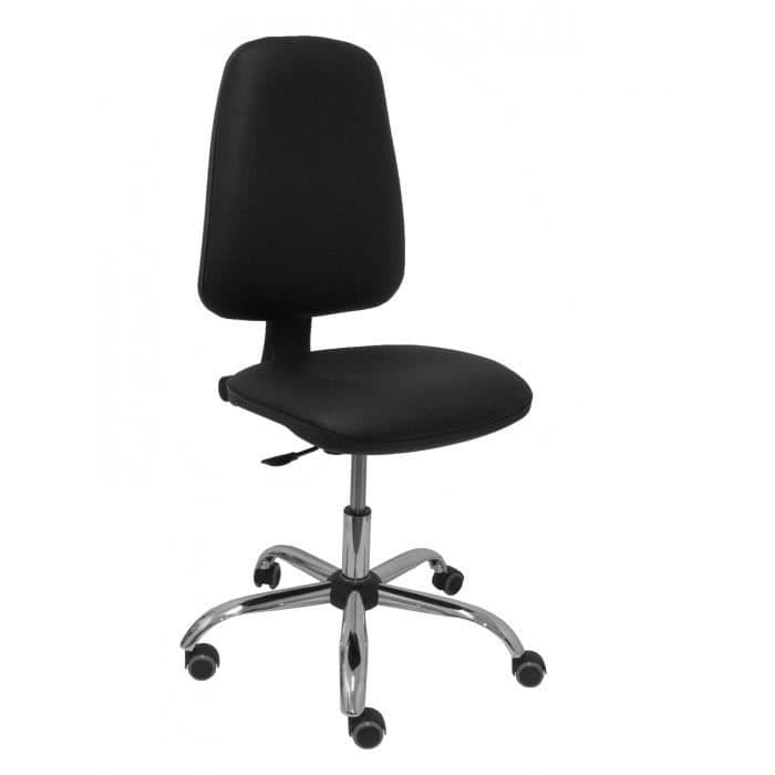 Ergonomisk kontorsstol med permanent kontaktmekanism och justerbar i höjdled Sits och tyg klädd i svart konstläder