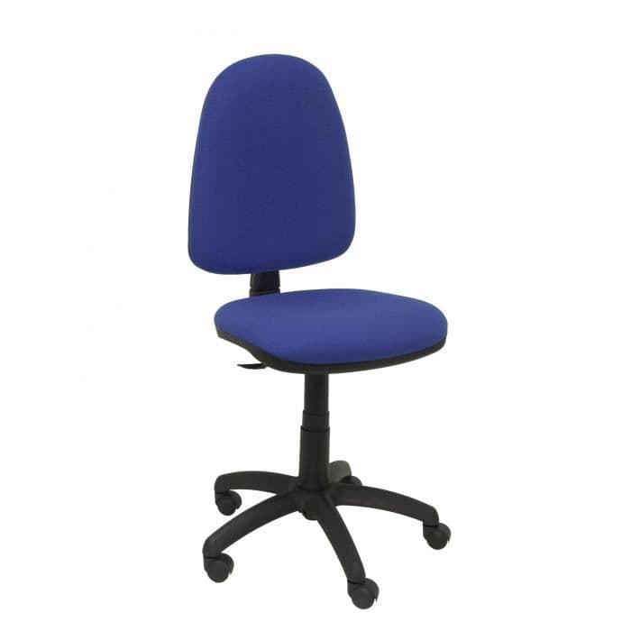 Ergonomisk kontorsstol med permanent kontaktmekanism justerbar i höjdled Sits och rygg klädd i blått ARAN-tyg