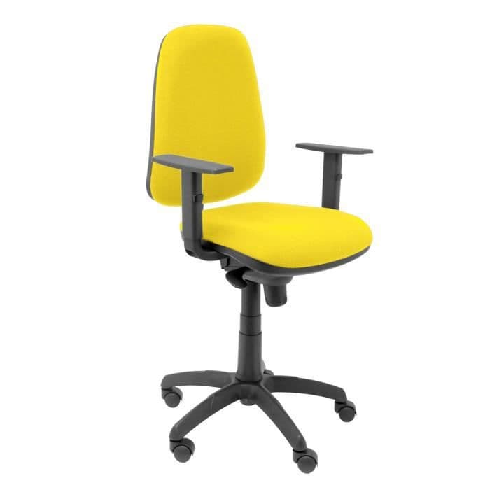 Ergonomisk kontorsstol med synkromekanism och justerbar i höjdled - Sits och stoppat tyg i gult BALI-tyg (ARMS