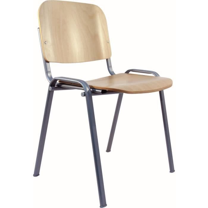 Ergonomisk, stapelbar, mångsidig och ergonomisk stol med grå struktur, sits och rygg i lackerat bokträ. Piqueas y