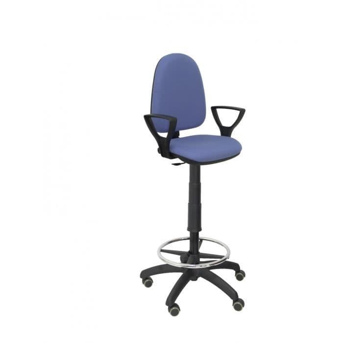 Ergonomisk pall med permanent kontaktmekanism och justerbar i höjdled, fotstödsring och hjul i parkett, tyg