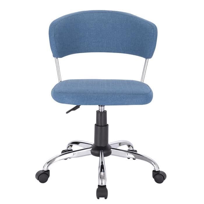 Kontorsstol LOLY - Blått tyg - Justerbar - L 53 x D 55 x H 72/82 cm