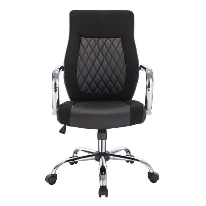 CUOCO kontorsstol - Imiterat läder och svart tyg - Justerbar - L 54 x D 66 x H 97 / 105 cm