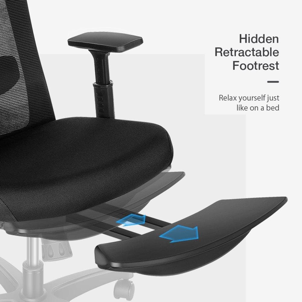 BW-HOC6 Kontorsstol Ergonomisk Mesh stol skrivbordsstol Luta + Gungande med fotstöd