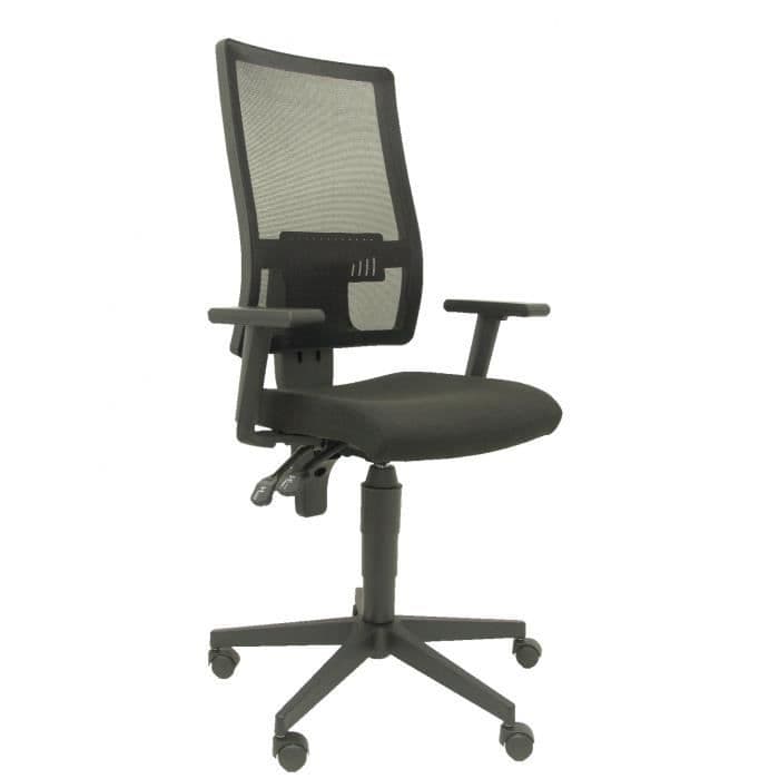 Ergonomisk kontorsstol med synkron mekanism, justerbara armstöd och svankstöd - Andningsbart ryggstöd i svart mesh
