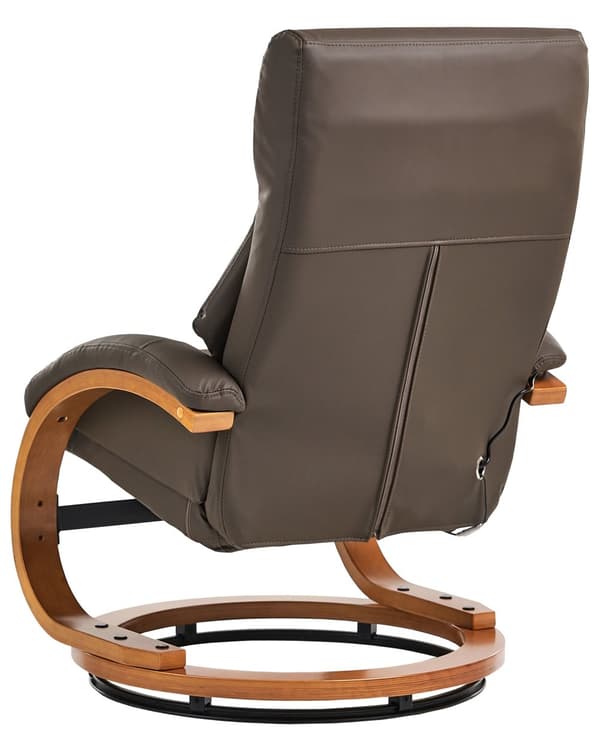 Hvilestol Brun med fotskammel Polstret i kunstskinn Oppvarmet massasje Treramme Justerbar Rygg Retro design