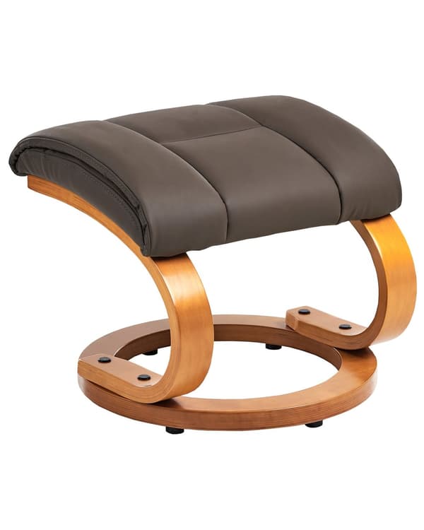Hvilestol Brun med fotskammel Polstret i kunstskinn Oppvarmet massasje Treramme Justerbar Rygg Retro design