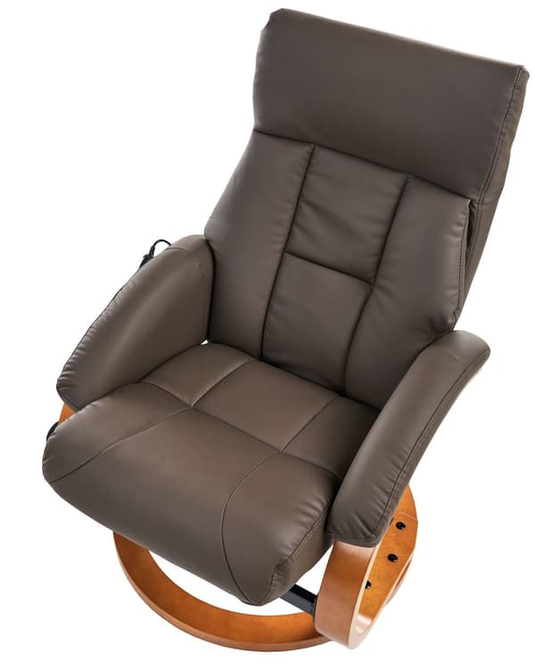 Hvilestol Brun med fotskammel Polstret i kunstskinn Oppvarmet massasje Treramme Justerbar Rygg Retro design