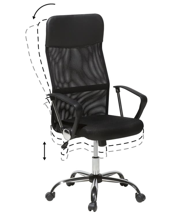 Kontorstol Svart Kunstskinn Svingbar Justerbar Ergonomisk Moderne