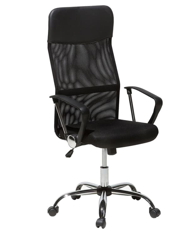 Kontorstol Svart Kunstskinn Svingbar Justerbar Ergonomisk Moderne