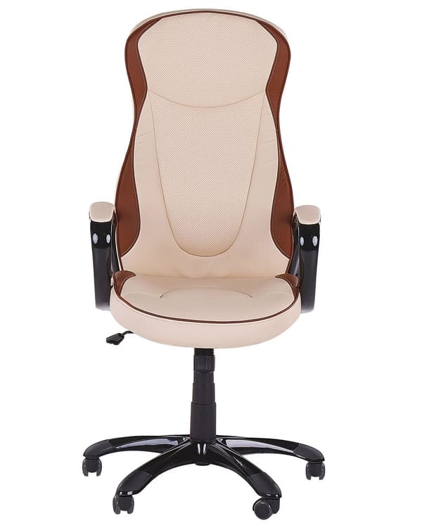 Kontorstol Beige Kunstig Lær Høydejusterbar Kontorstol Moderne Design