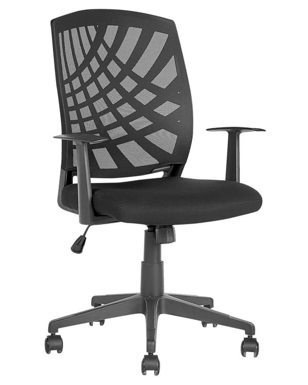 Kontorstol Sort Polyester Mesh Drejeligt Skrivebordsstol på Hjul til Kontor Soveværelse med Justerbart Sæde og Ryglæn Design til Pigeværelse