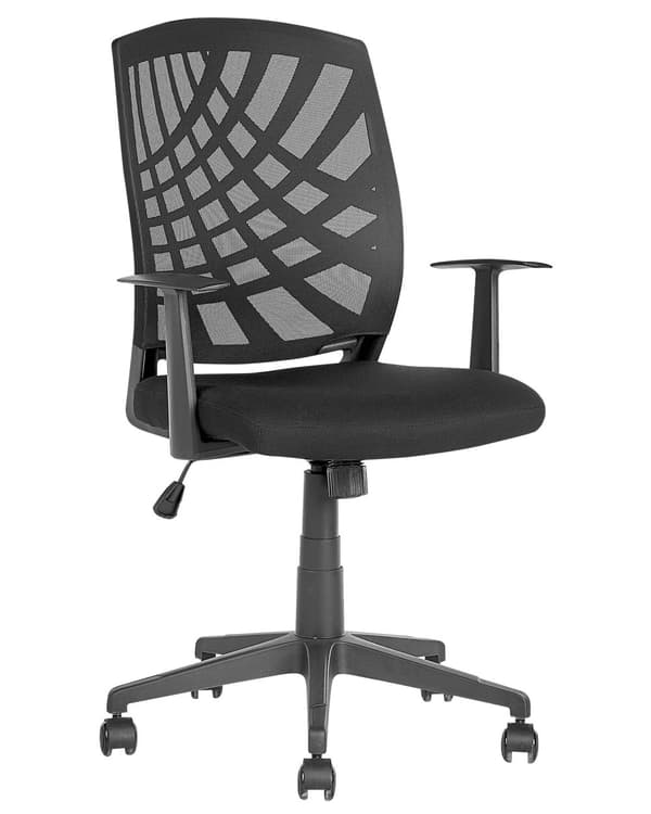 Kontorstol Sort Polyester Mesh Drejeligt Skrivebordsstol på Hjul til Kontor Soveværelse med Justerbart Sæde og Ryglæn Design til Pigeværelse