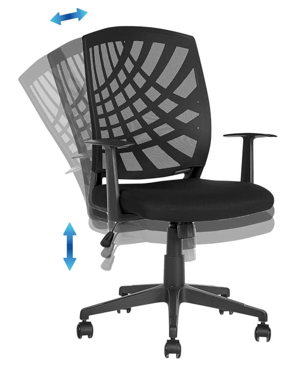 Kontorstol Sort Polyester Mesh Drejeligt Skrivebordsstol på Hjul til Kontor Soveværelse med Justerbart Sæde og Ryglæn Design til Pigeværelse