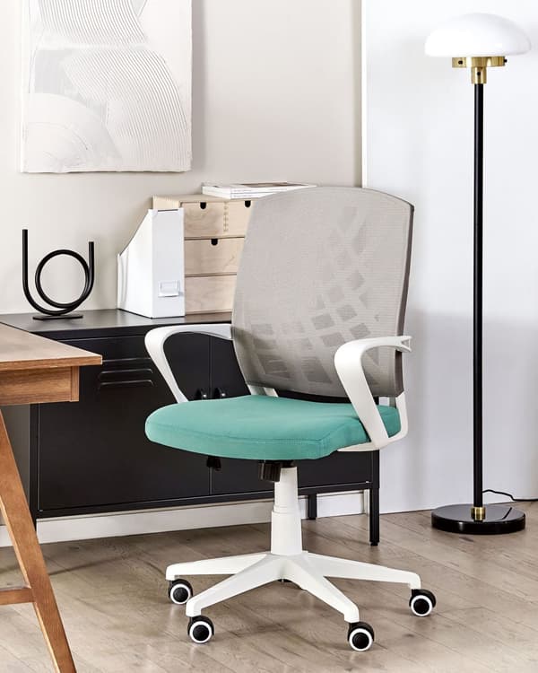 Kontorstol Multifarvet Polyester Mesh Drejeligt Skrivebordsstol på Hjul til Soveværelse med Justerbart Sæde og Ryglæn Design til Pigeværelse