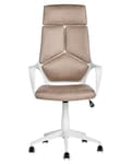 Miniatyrbillede 4 af 11: Kontorstol Sandbeige Hvid Plast Polyester 116/126 x 64 cm Drejeligt Skrivebordsstol til Kontor Soveværelse med Justerbart Sæde og Ryglæn Design