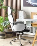 Miniatyrbillede 4 af 11: Kontorstol Grå Sort Polyester Drejeligt Skrivebordsstol til Kontor Soveværelse med Justerbart Sæde og Ryglæn Design til Drengeværelse