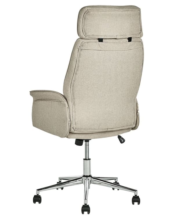 Kontorstol Beige Stoff Svingbar Justerbar Nakkestøtte Hjemmekontor Arbeidsstol Moderne