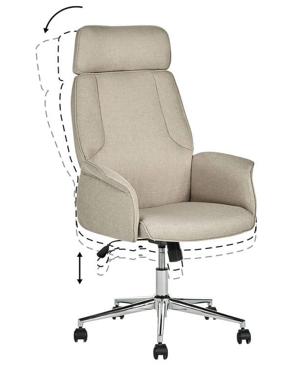 Kontorstol Beige Stoff Svingbar Justerbar Nakkestøtte Hjemmekontor Arbeidsstol Moderne