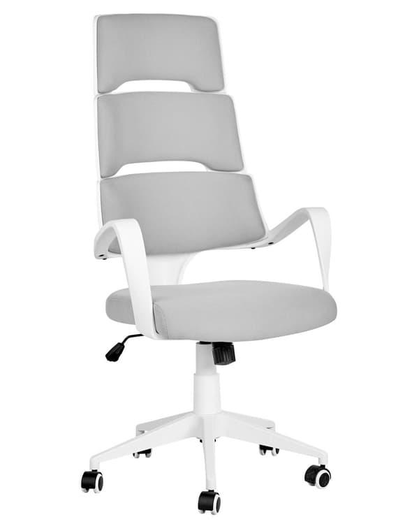 Kontorstol Hvit Grå Stoff Svingbar Justerbar Ergonomisk Arbeidsstol Hjemmekontor Trendy design