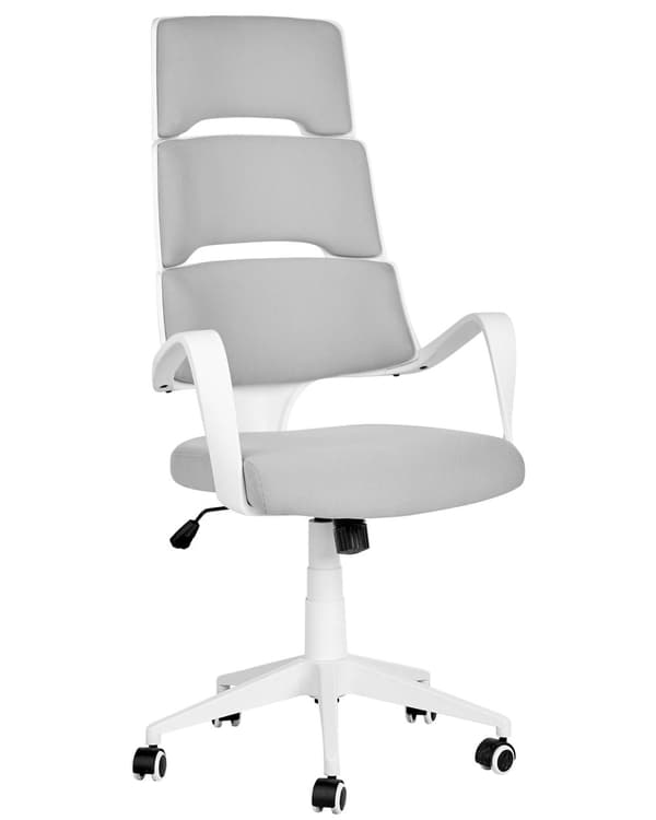 Kontorstol Hvit Grå Stoff Svingbar Justerbar Ergonomisk Arbeidsstol Hjemmekontor Trendy design