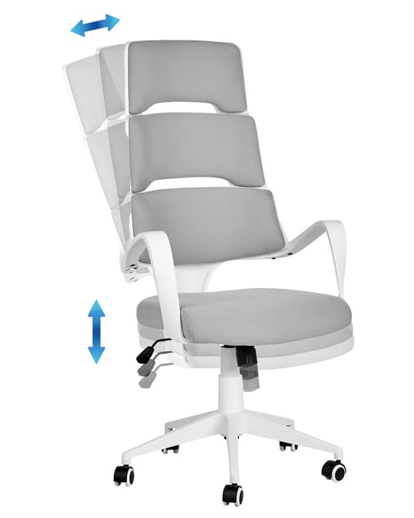 Kontorstol Hvit Grå Stoff Svingbar Justerbar Ergonomisk Arbeidsstol Hjemmekontor Trendy design