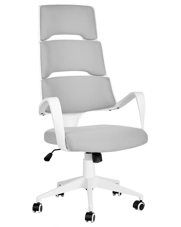 Kontorstol Hvit Grå Stoff Svingbar Justerbar Ergonomisk Arbeidsstol Hjemmekontor Trendy design