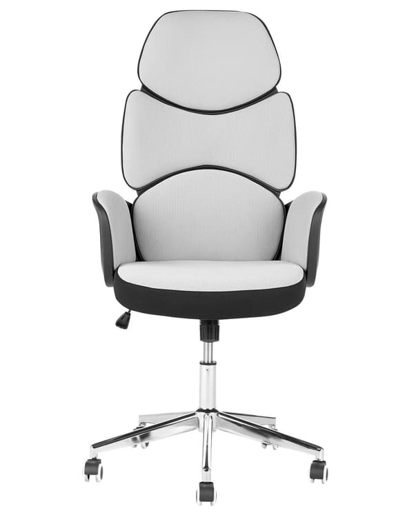 Kontorstol Lysegrå Svart Stoff Justerbar Svingbar Arbeidsstol Hjemmekontor Moderne stil