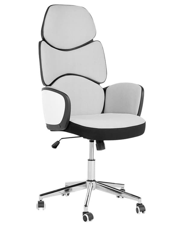 Kontorstol Lysegrå Svart Stoff Justerbar Svingbar Arbeidsstol Hjemmekontor Moderne stil