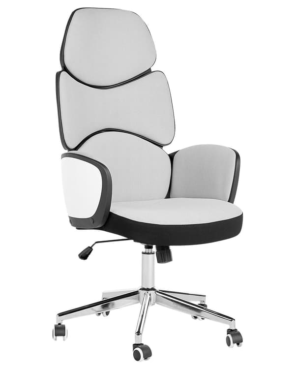 Kontorstol Lysegrå Svart Stoff Justerbar Svingbar Arbeidsstol Hjemmekontor Moderne stil